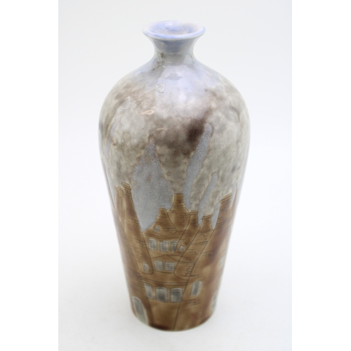 34 - Cobridge Stoneware potteries bottle kiln scene vase, 24cm tall.
