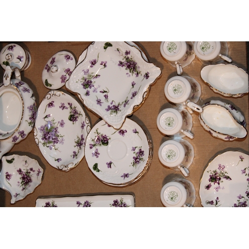 343 - Hammersley Victorian Violets tea set comprising teapot, milk jug and sugar bowl, six Demi taste cups... 