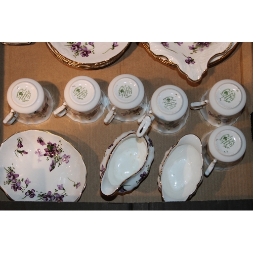 343 - Hammersley Victorian Violets tea set comprising teapot, milk jug and sugar bowl, six Demi taste cups... 