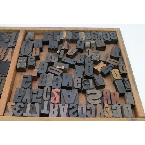 402 - Vintage printers drawer complete with a number of printing blocks, 83cm x 36cm, (Qty).