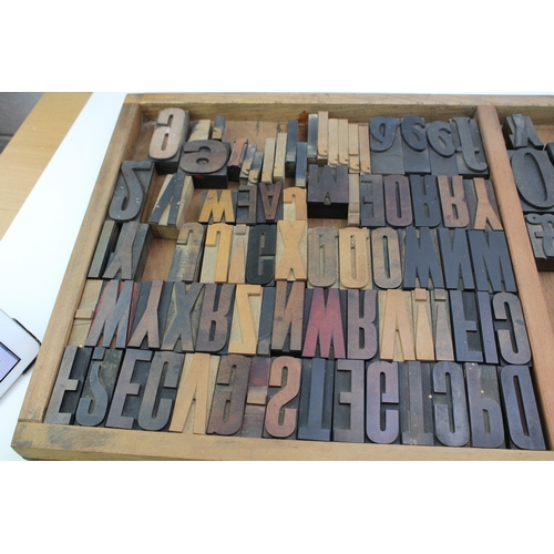 402 - Vintage printers drawer complete with a number of printing blocks, 83cm x 36cm, (Qty).