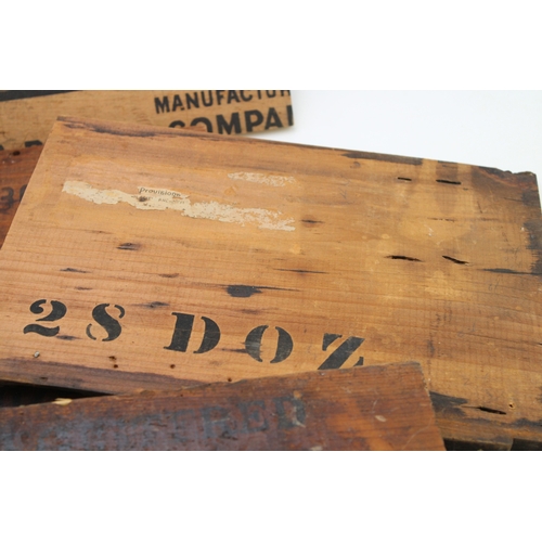 409 - A collection of advertising packing crate ends to include Pine Spring Water, Clicquot Club Beverages... 