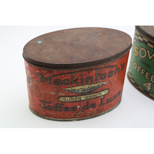 414 - Sovereign Toffee De Luxe 1/4 lb toffee tin together with Mackintosh's Toffee de Luxe tin, 16cm tall,... 