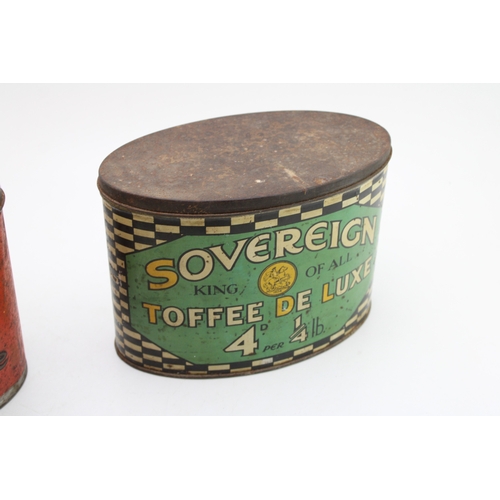 414 - Sovereign Toffee De Luxe 1/4 lb toffee tin together with Mackintosh's Toffee de Luxe tin, 16cm tall,... 