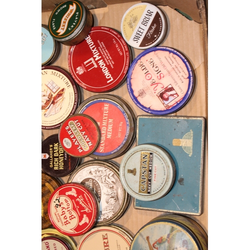 415 - A collection of vintage tins comprising mostly early tobacco tins together with am Edward Sharp Toff... 