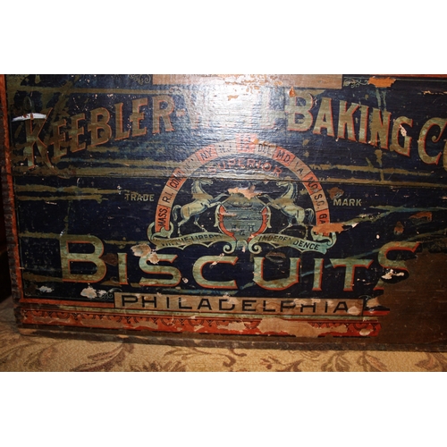 420 - Keebler-Weyl-Baking Co. Biscuits Philadephia, vintage packing crate, paper label to front, 49cm x 36... 
