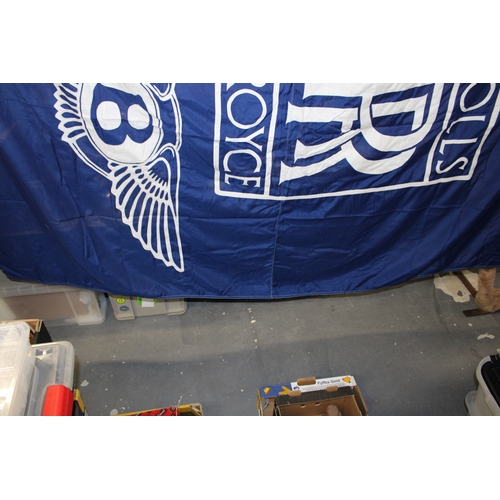 433 - Large Rolls Royce Bentley dealership flag appliquéd logos in white with boarders stitched in white, ... 