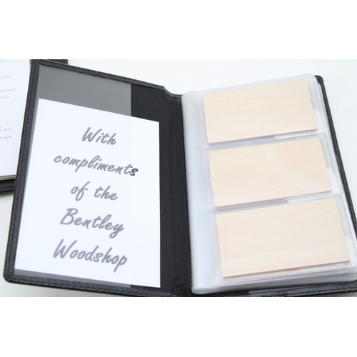 435 - Bentley Dealer Conference 2008 leather folder with wood samples 'With Compliments of the Bentley Woo... 