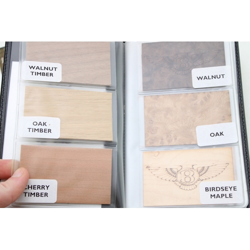 435 - Bentley Dealer Conference 2008 leather folder with wood samples 'With Compliments of the Bentley Woo... 