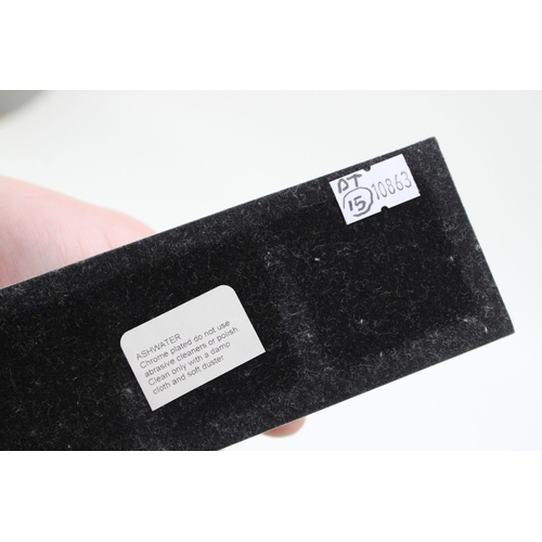 438 - Ashwater chrome Jaguar car mascot paperweight, 19.5cm wide, 8cm tall.