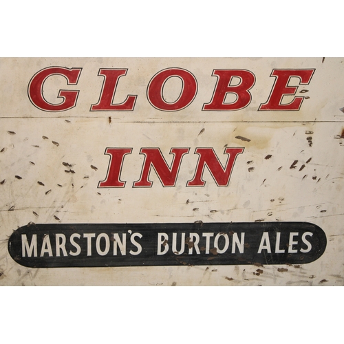 450 - A Large Wooden Pub Sign The Globe Marston Ales 1960s possibly The Globe Tamworth