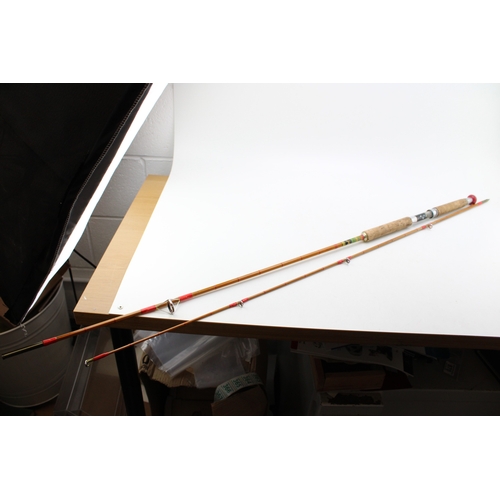 465 - Alcock's 'Luckstrike' split cane fishing rod, together with Alcock's 'Nimrod and Alcock's 'Hughes Pa... 