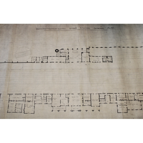 478 - Antique railway plan map, North Staffordshire Railway, Ground Floor Plan of Stoke-on-Trent Station t... 