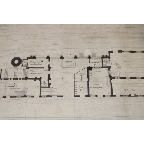 478 - Antique railway plan map, North Staffordshire Railway, Ground Floor Plan of Stoke-on-Trent Station t... 