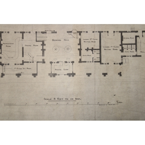478 - Antique railway plan map, North Staffordshire Railway, Ground Floor Plan of Stoke-on-Trent Station t... 