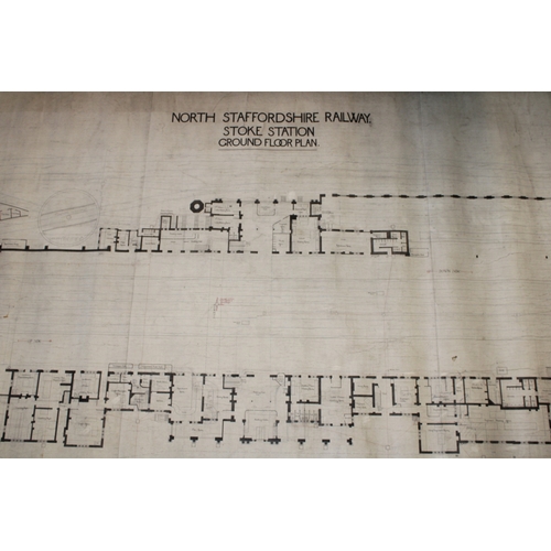 478 - Antique railway plan map, North Staffordshire Railway, Ground Floor Plan of Stoke-on-Trent Station t... 