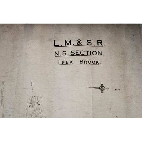 480 - Antique railway map, London, Midland and Scottish Railway, 40ft survey, North Stafforshire section, ... 