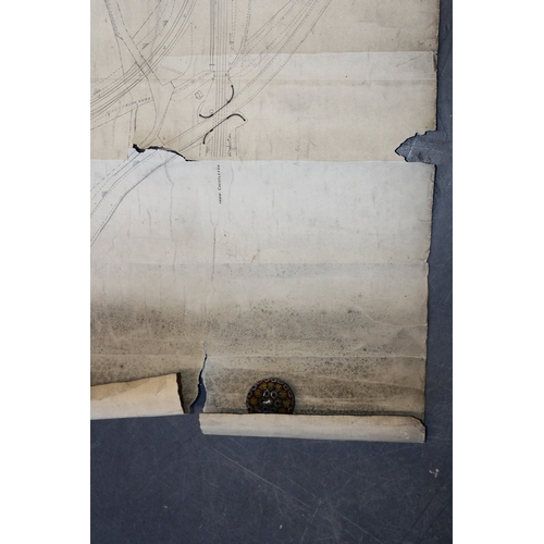 480 - Antique railway map, London, Midland and Scottish Railway, 40ft survey, North Stafforshire section, ... 