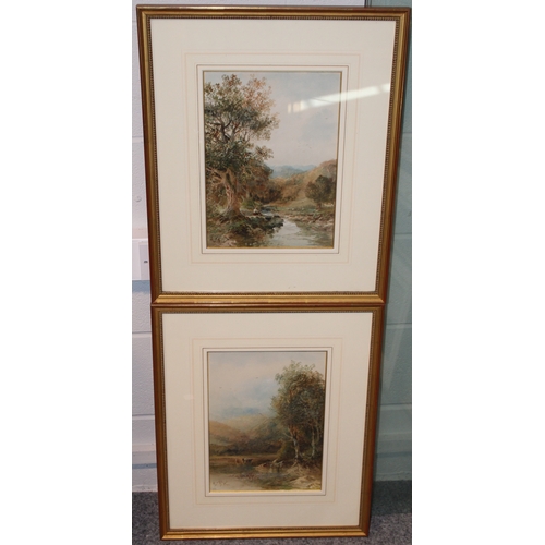 524 - Pair of framed, mounted and glazed watercolours by Albert Pollitt dated 1915. Nice images one depict... 