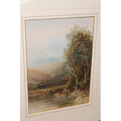 524 - Pair of framed, mounted and glazed watercolours by Albert Pollitt dated 1915. Nice images one depict... 