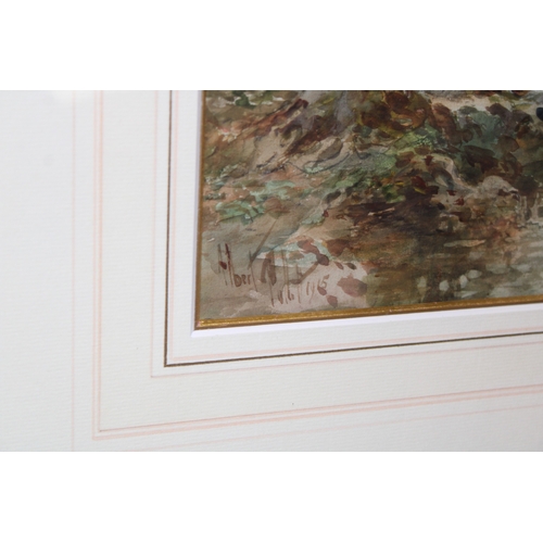 524 - Pair of framed, mounted and glazed watercolours by Albert Pollitt dated 1915. Nice images one depict... 