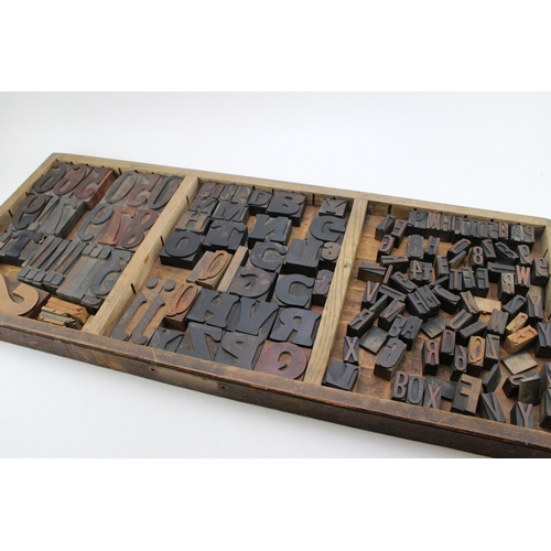 531 - Vintage printers drawer complete with a number of printing blocks, 83cm x 36cm, (Qty).