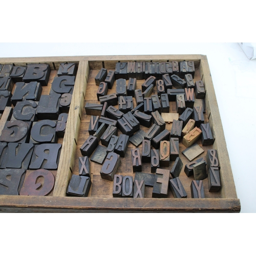 531 - Vintage printers drawer complete with a number of printing blocks, 83cm x 36cm, (Qty).