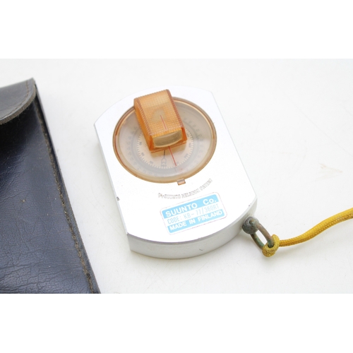 533 - Suunto Co. Finland sighting compass, KB-77/360RT bearing compass, in light alloy housing, in leather... 