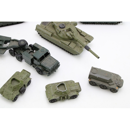 540A - A collection of die-cast model military vehicles, to include Dinky Cheiftain tank, Corgi Toys Saladi... 