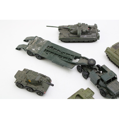540A - A collection of die-cast model military vehicles, to include Dinky Cheiftain tank, Corgi Toys Saladi... 
