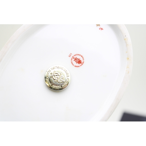 56 - Royal Crown Derby Paperweight, White Swan nesting, date mark for 1996 (LIX), gold stopper and red Ro... 
