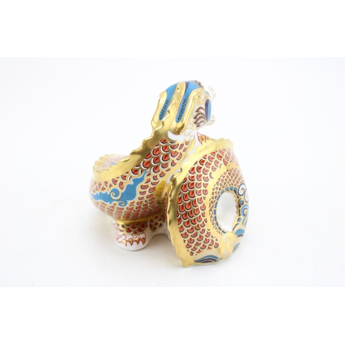 60 - Royal Crown Derby paperweight of the Dragon of Happiness, first quality with gold stopper, limited e... 