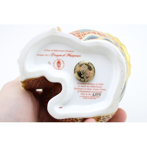 60 - Royal Crown Derby paperweight of the Dragon of Happiness, first quality with gold stopper, limited e... 