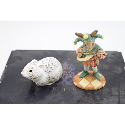 63 - Boxed Royal Crown Derby River bank Vole paperweight, first quality, with a Royal Doulton Jester DB16... 