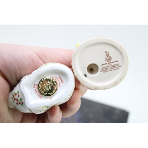 63 - Boxed Royal Crown Derby River bank Vole paperweight, first quality, with a Royal Doulton Jester DB16... 