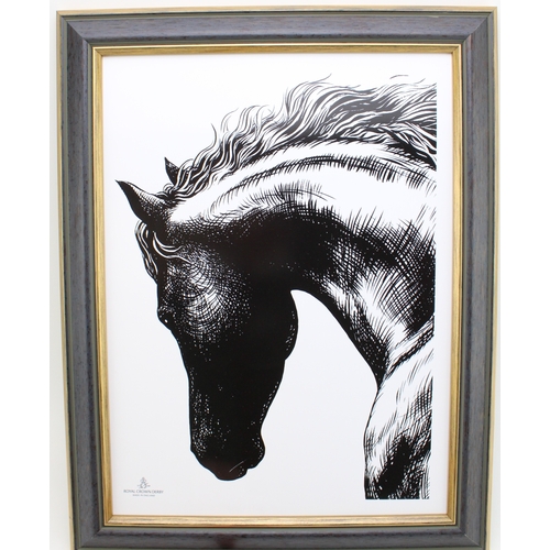 64 - Boxed Royal Crown Derby Equus horse plaque, 37cm x 47cm inc frame.