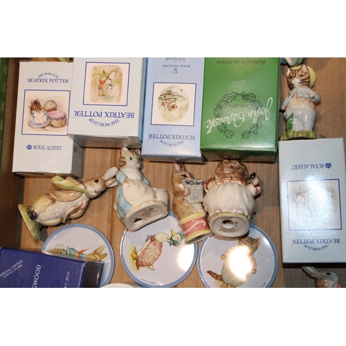69 - Beatrix Potter figures by John Beswick, Wedgwood and Royal Albert to include, Peter ate a Radish, Mr... 