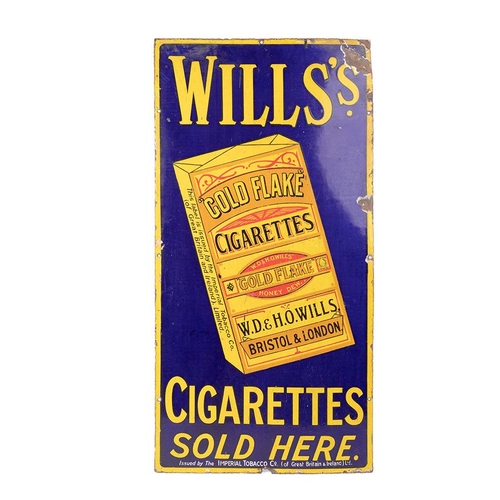 An early c20th Will's Gold Flake Cigarettes enamel advertising sign c1920s