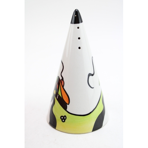 202 - Lorna Bailey conical sugar shaker in the Hillside Cottage design, 13.5cm tall, with Old Ellgreave ba... 