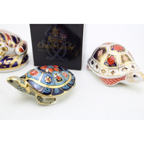 222 - A Royal Crown Derby paperweight, Terrapin, gilt decoration, gold stopper, Royal Crown Derby stamp an... 