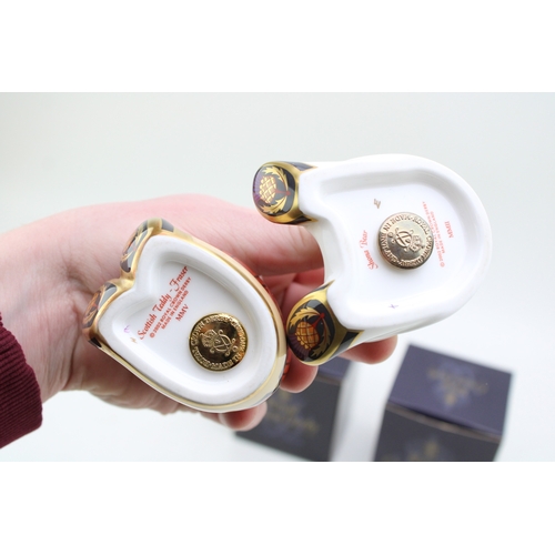 236 - A pair of Royal Crown Derby Scottish teddy bear paperweights, Shona and Fraser, gold stoppers and re... 