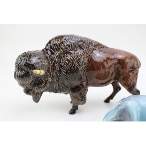 255 - A Beswick bison with a blue Beswick deer (2).