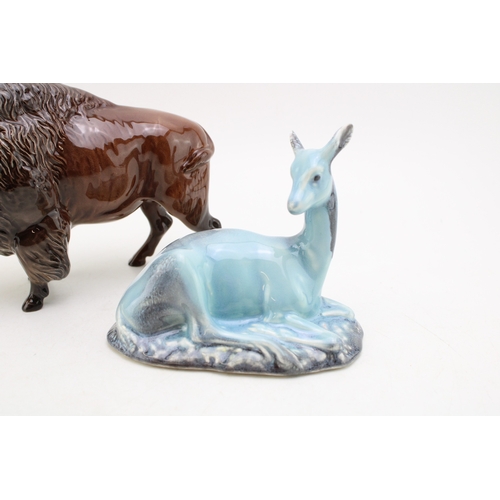 255 - A Beswick bison with a blue Beswick deer (2).