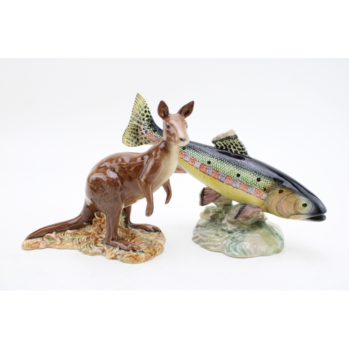 257 - Beswick Kangaroo 1160 with a Rainbow Trout 1246 (2 - latter af).
