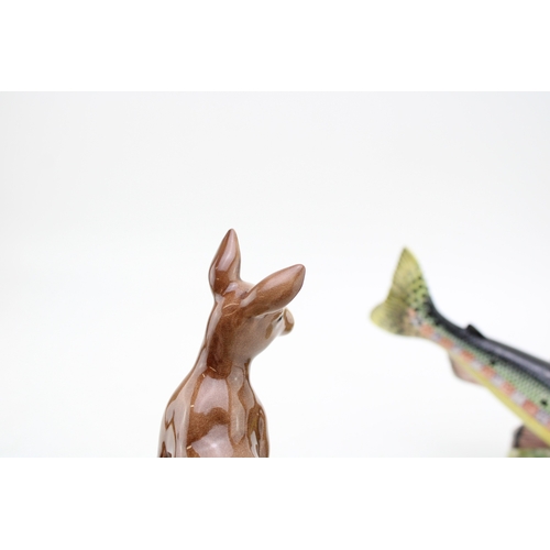 257 - Beswick Kangaroo 1160 with a Rainbow Trout 1246 (2 - latter af).