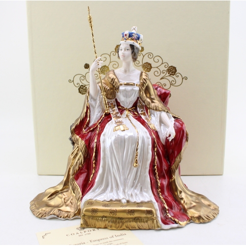 Large Coalport figure 'Queen Victoria' Empress of India, limited edition of only 250, with box and certificates, 23cm tall, 24cm wide.