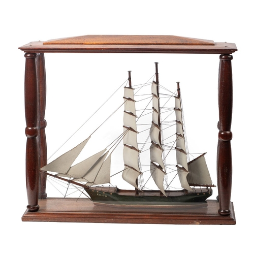 Early c20th Scratch Built Model of a Sailing Ship 'Edith, London' in a Glazed Wooden Case c1910