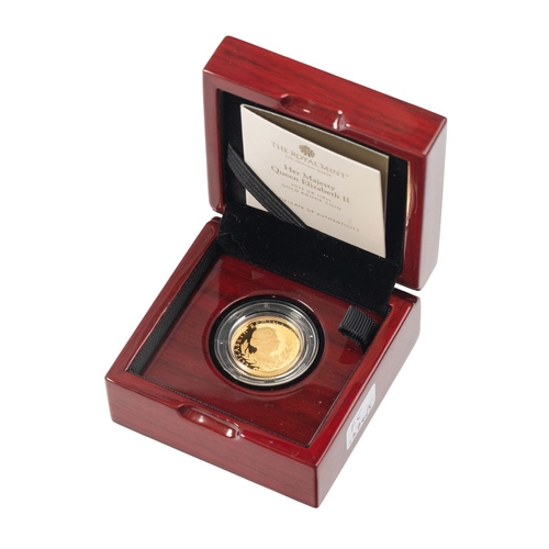 23 - Gold proof .999 / fine / 24ct gold quarter ounce coin, 7.8g. QEII 2022.  Royal Mint, in capsule with... 