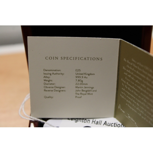23 - Gold proof .999 / fine / 24ct gold quarter ounce coin, 7.8g. QEII 2022.  Royal Mint, in capsule with... 