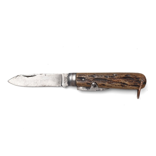 207 - WW1 Era Army Issue Albert Oates Sheffield Bone Handle Folding Pocket Knife c1914